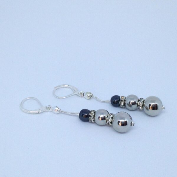 Boucles d'oreilles pendantes Miroir et Gris