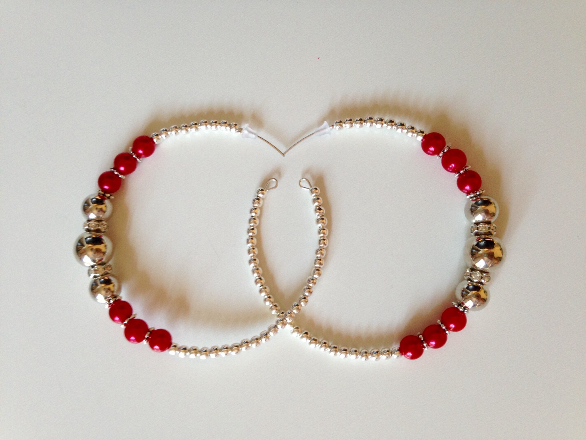 Créoles rouge & argent