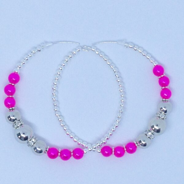 Bracelet double "Créole" Fuchsia et Argentées