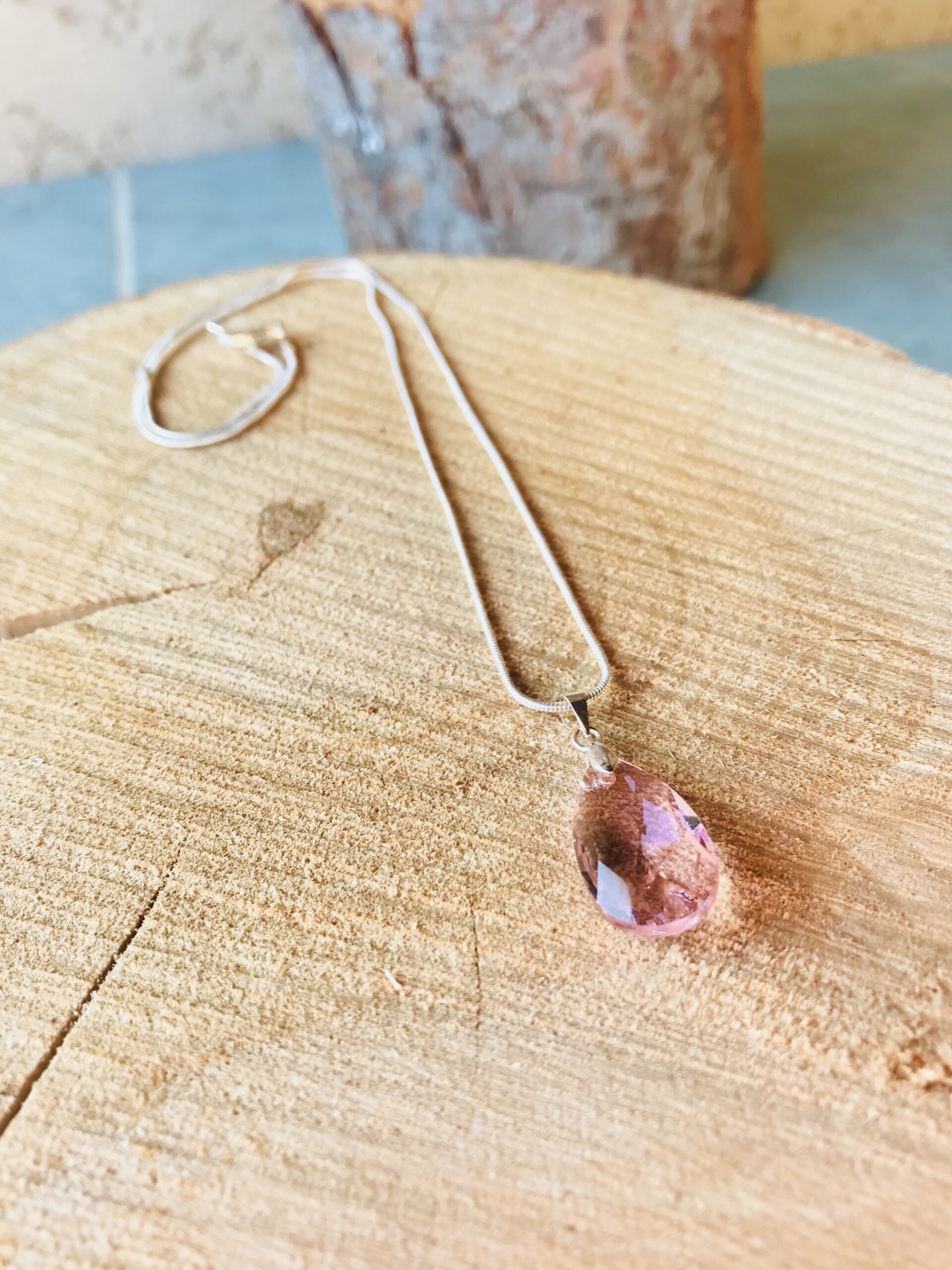 Collier larme rose « Flora »