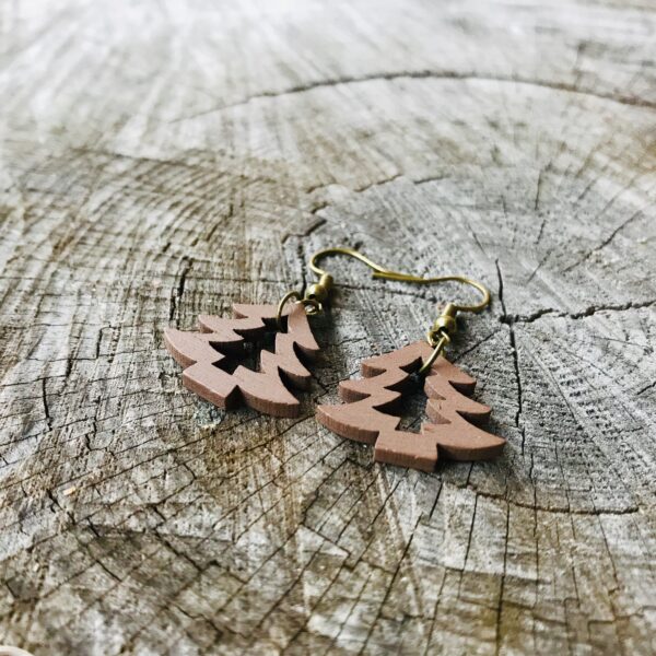 Boucles d'oreilles Nature sapin marron