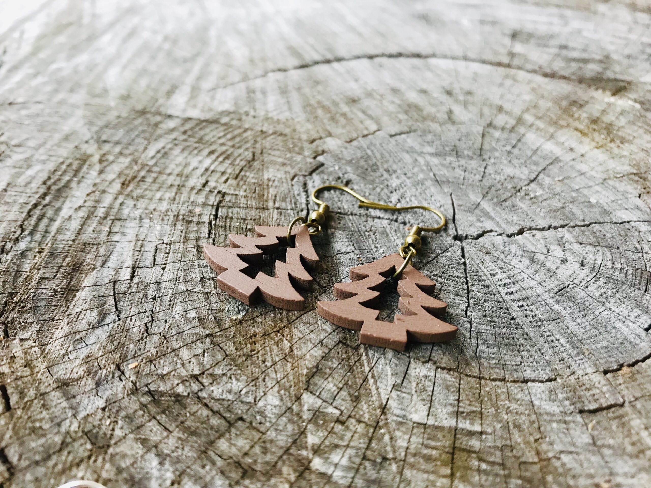 Boucles d'oreilles Nature sapin marron