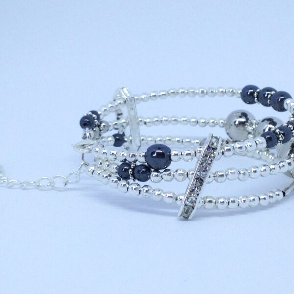 Bracelet 3 rangs miroir & gris