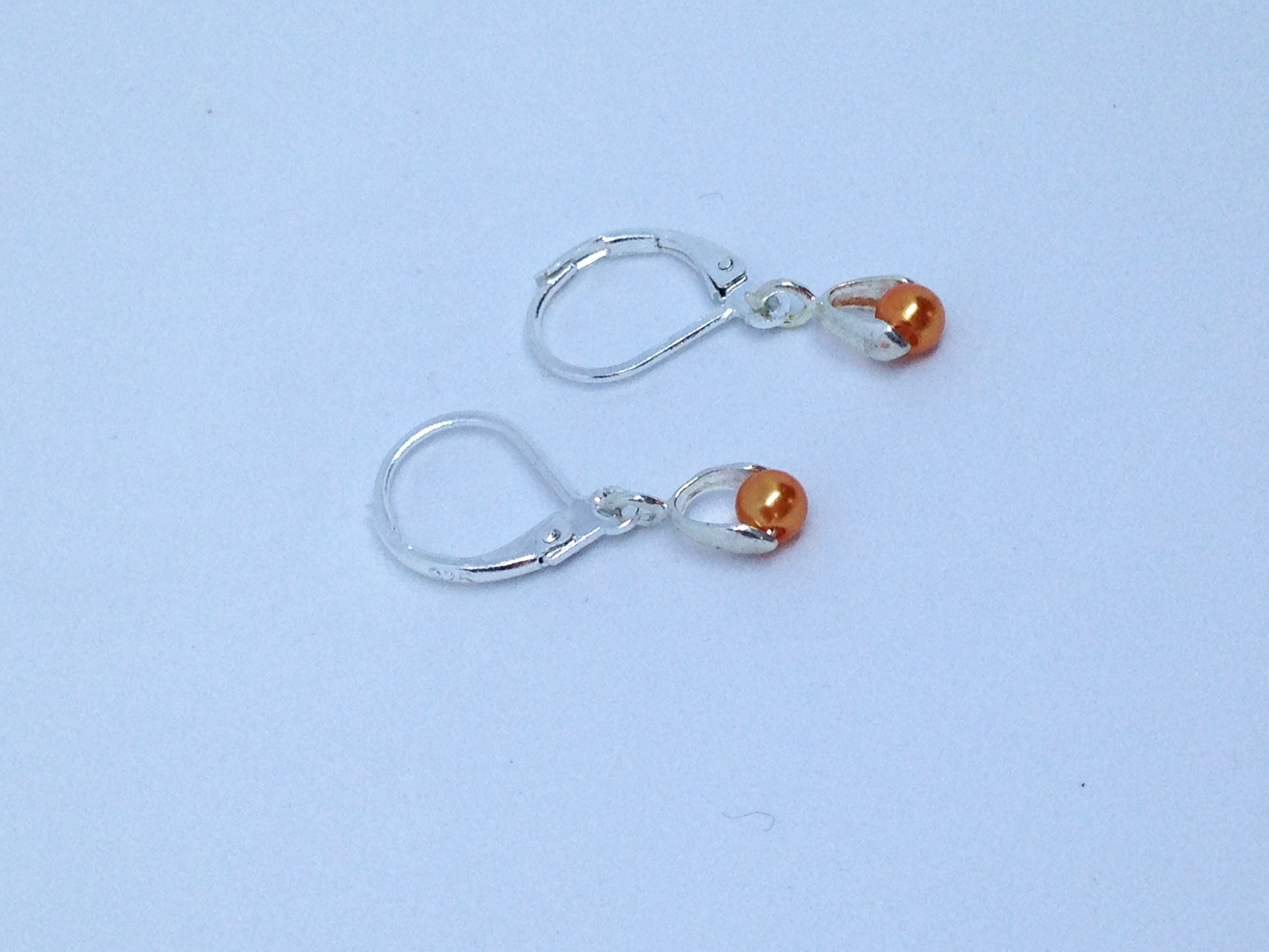 Boucles d'oreilles perle orange – Image 2