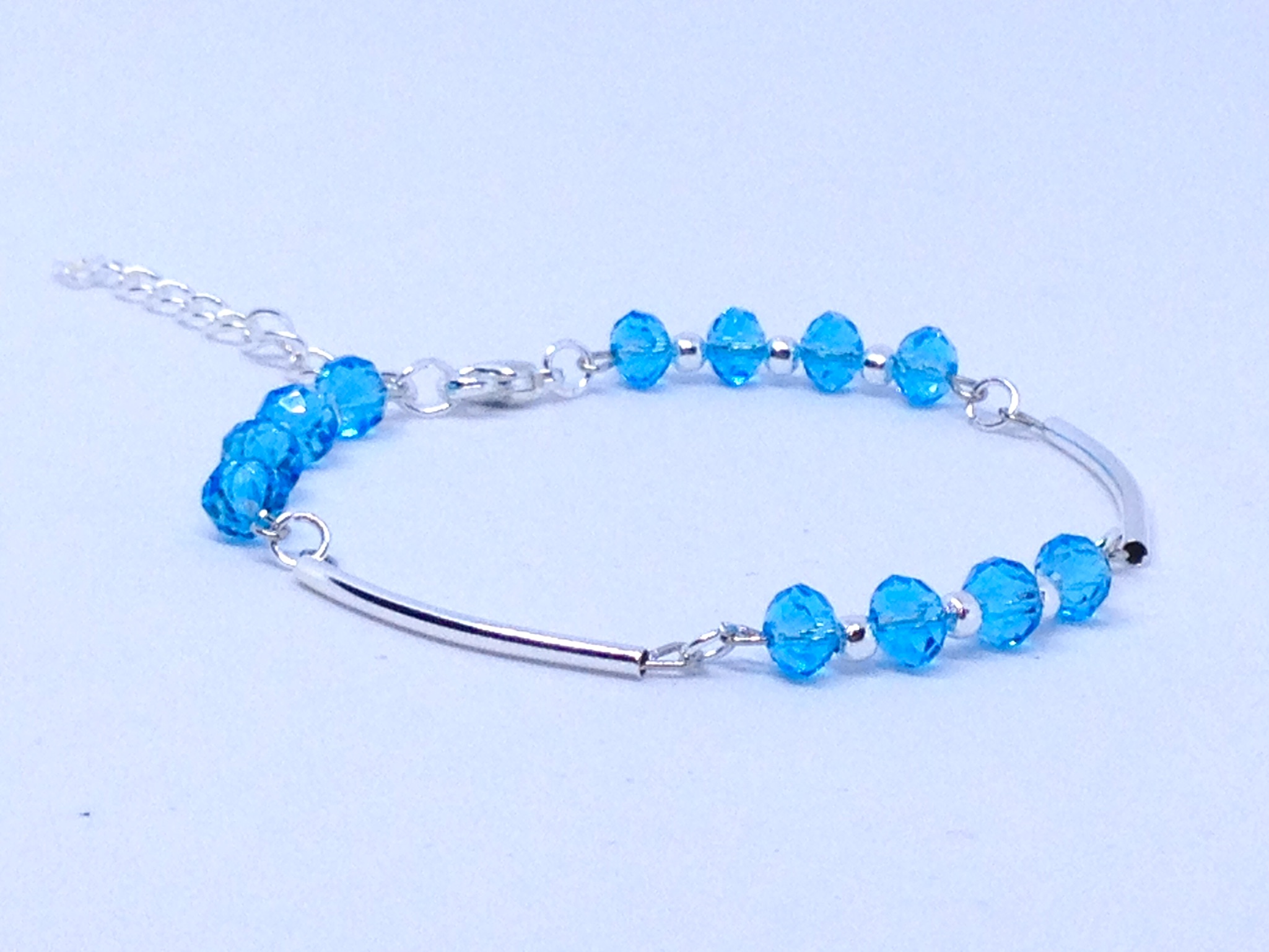 Bracelet cristaux bleu mer
