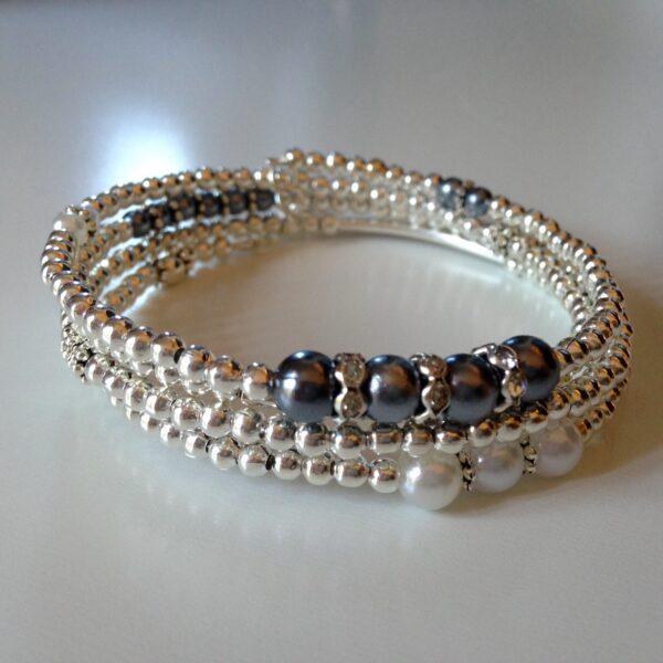 Bracelet Gris Blanc Argenté