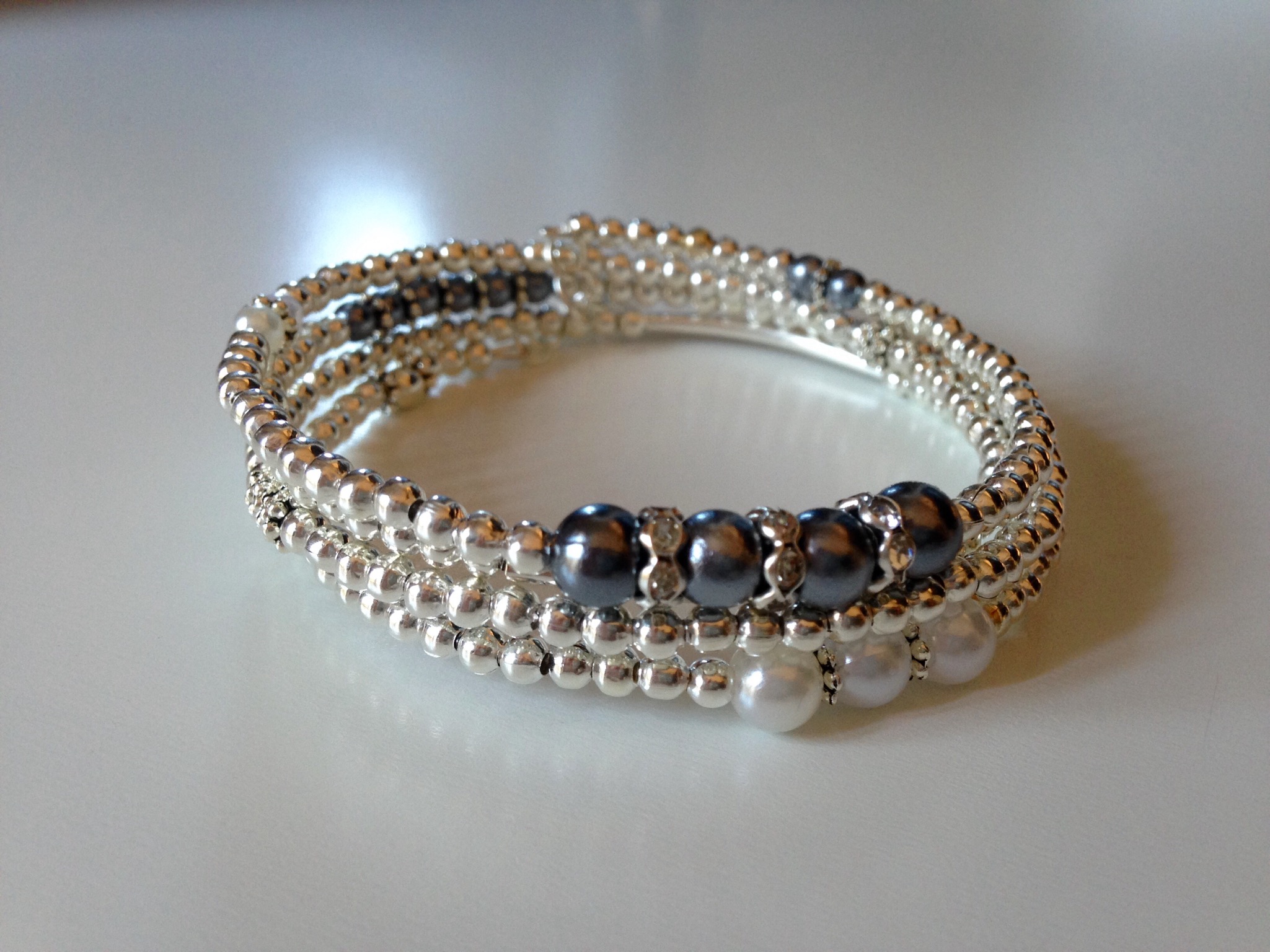 Bracelet Gris Blanc Argenté
