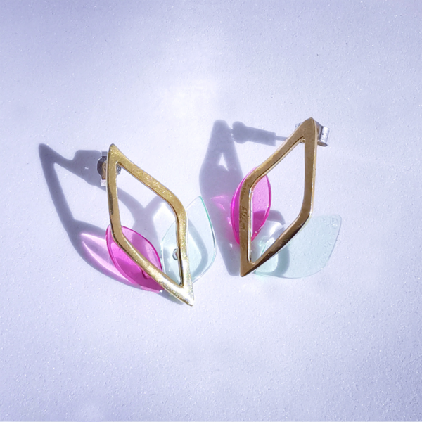 Boucles d'oreilles losange bicolore